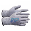 Factory Direct Anti Cut Level 5 HPPE+Fiberglass PU Cut Resistant Gloves with EN388 4543